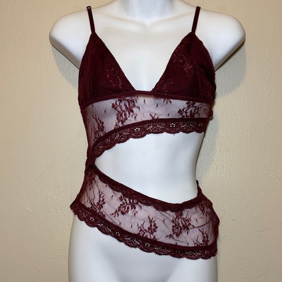 Edikted Tops - Edikted Burgundy Lace Cutout Bralette